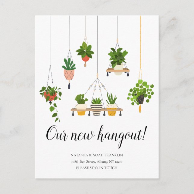 Postal De Anuncios Plantas Colgantes Nueva Dirección Nos hemos mudado (Anverso)