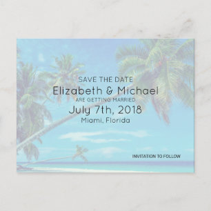 Postal De Anuncios Playa de arena blanca con palmeras de coco Boda ST