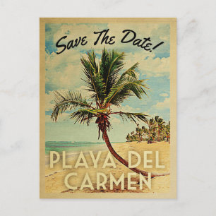 Postal De Anuncios Playa del Carmen Guarda El Árbol De Palma Vintage 