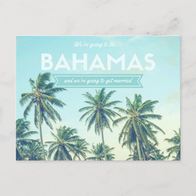 Postal De Anuncios Playa tropical Boda de las Bahamas salva las fecha (Anverso)