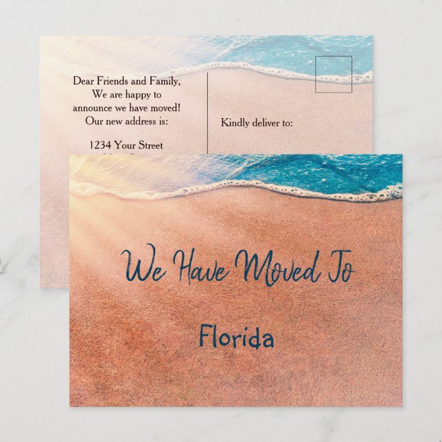 Postal De Anuncios Playa Tropical Florida Mudanza Nueva Dirección (Anverso / Reverso)