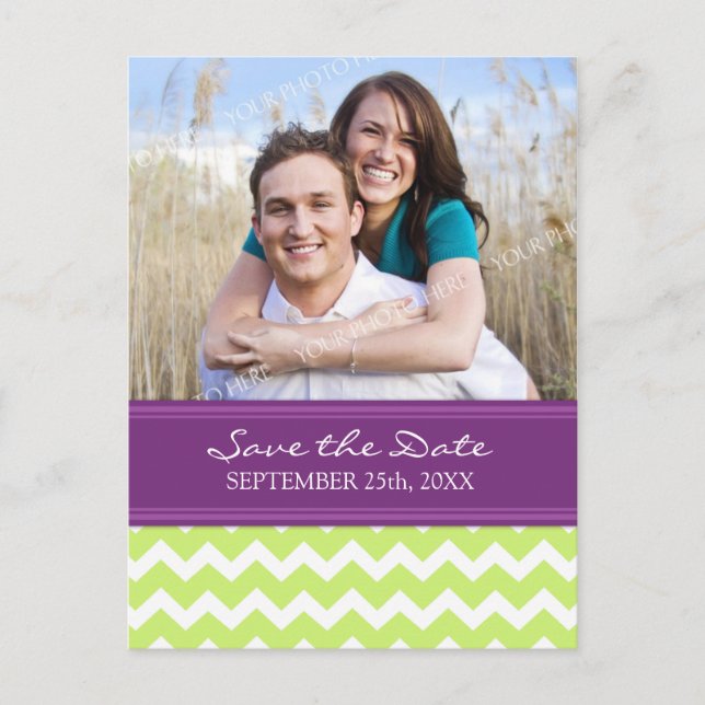 Postal De Anuncios Plum Lime Photo Save the Date Boda Postcards (Anverso)
