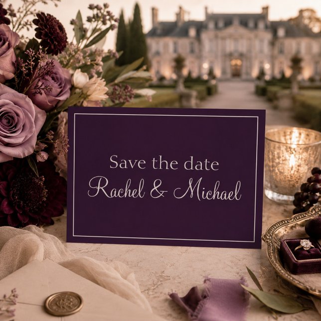 Postal De Anuncios Plum Romance Save the Date Boda  (Subido por el creador)