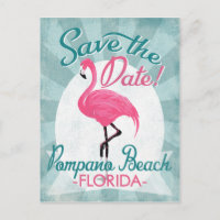 Pompano Beach Save The Date Pink Flamingo