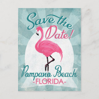 Postal De Anuncios Pompano Beach Save The Date Pink Flamingo
