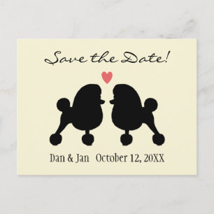 Postal De Anuncios Poodles Toy Negros Elegantes Boda Save the Date