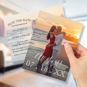 Postal De Anuncios Por Último Elegante Sencillo Boda Foto Guardar la 