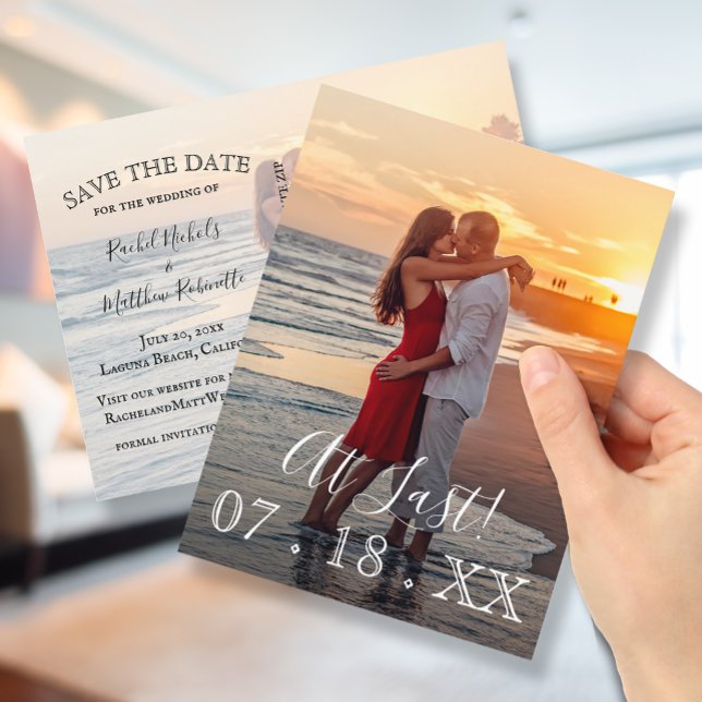 Postal De Anuncios Por Último Elegante Sencillo Boda Foto Guardar la  (Subido por el creador)