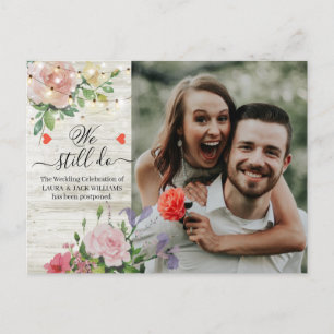 Postal De Anuncios Posposición de Boda floral de moda que aún hacemos