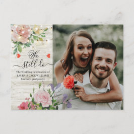 Postal De Anuncios Posposición de Boda floral de moda que aún hacemos