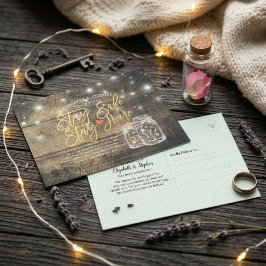 POSTAL DE ANUNCIOS POSPOSICIÓN DE BODAS EN CASA SEGURO FRASCO DE MASO