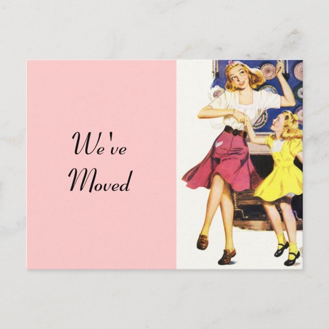 Postal De Anuncios Postcard Retro Diversión Mamá Hija Movida Nueva Di (Anverso)