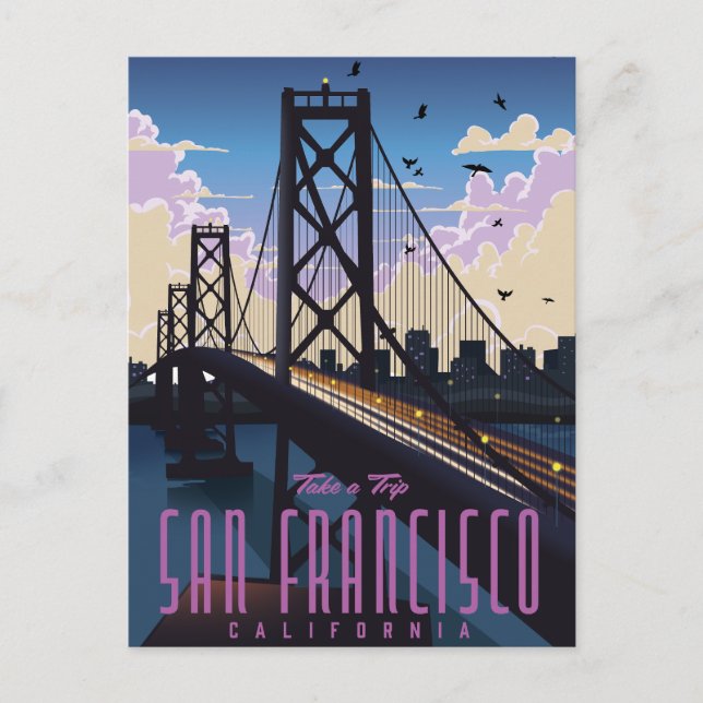 Postal De Anuncios Póster de viaje de San Francisco (Anverso)