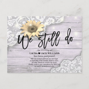 Postal De Anuncios Postergación boda Todavía Lace Sunflower