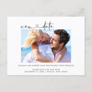 Postal De Anuncios Postergación de la boda Nueva fecha Foto y corazón