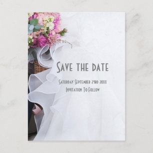 Postal De Anuncios Posy floral nupcial rosa y blanco para guardar la 