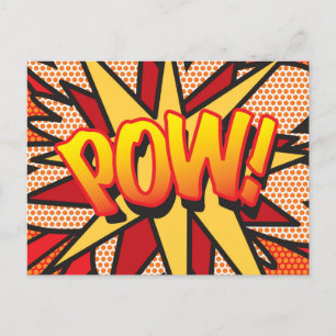 Postal De Anuncios POW Burbuja de Mensaje de Diversión Retro