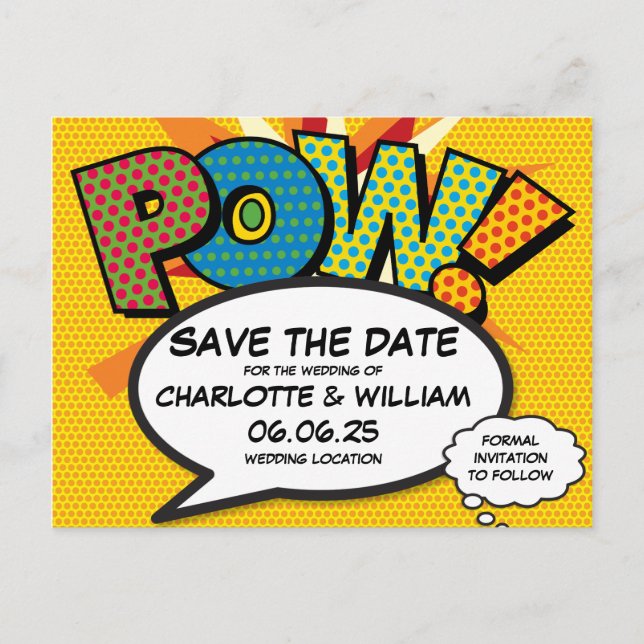 Postal De Anuncios POW Diviértanse el Día de Salvación Retro Arte Pop (Anverso)