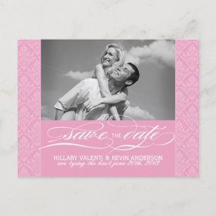 Postal De Anuncios Precioso Save the Date de Damasco Rosa