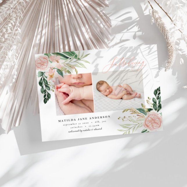 Postal De Anuncios Presentamos el nacimiento floral rosa rosa de múlt (Subido por el creador)