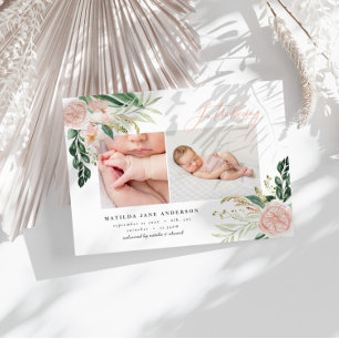 Postal De Anuncios Presentamos el nacimiento floral rosa rosa de múlt