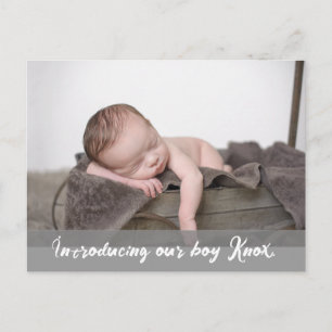 Postal De Anuncios Presentando a nuestro niño, Nombre Foto de bebé
