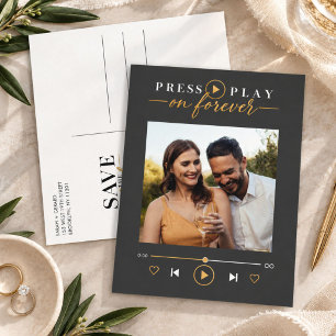 Postal De Anuncios Presiona Play en Por Siempre Foto Boda Save the Da