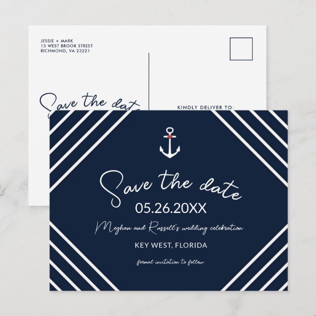 Postal De Anuncios Presupuesto de ancla náutica para boda en la playa (Anverso / Reverso)