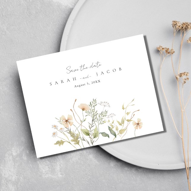 Postal De Anuncios Presupuesto de Boda de Flores Silvestres Guardar l (Wildflower Wedding Budget Save The Date Postcard)