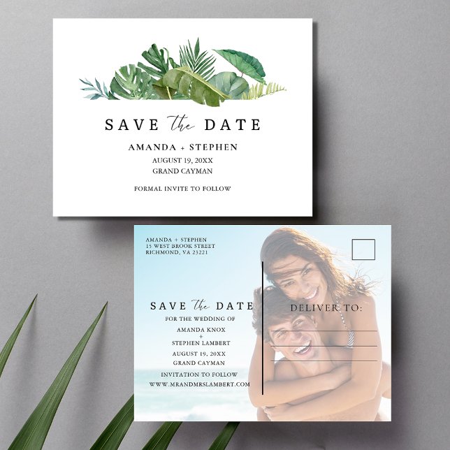 Postal De Anuncios Presupuesto de bodas de hojas tropicales salva la  (Subido por el creador)