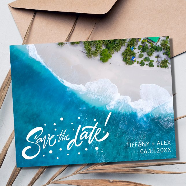 Postal De Anuncios Presupuesto de la boda de Casual Beach Save the Da (Casual Beach Wedding Budget Save the Date Postcard)
