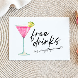 Postal De Anuncios Presupuesto Divertido de Bebidas Gratis Boda Ahorr