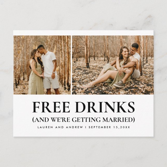 Postal De Anuncios Presupuesto Divertido Moderno Foto Boda Save The D (Anverso)