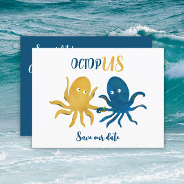 Postal De Anuncios Presupuesto divertido pulpo azul marino y dorado g