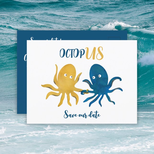Postal De Anuncios Presupuesto divertido pulpo azul marino y dorado g (Subido por el creador)