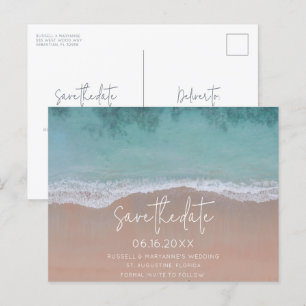Postal De Anuncios Presupuesto Simple de Boda de Playa Ahorre la Fech
