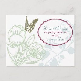 Postal De Anuncios Primavera de Flora y Mariposa ilustrada Guardar la