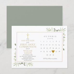 Postal De Anuncios Primera Comunión Verde Salvaguardar la Fecha