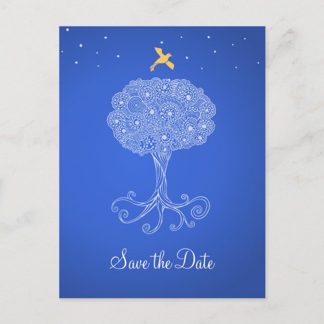 Postal De Anuncios Princesa Azul Árbol de la Vida Ornamentado Save th (Anverso)