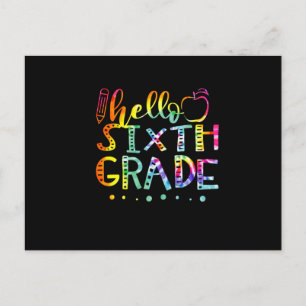 Postal De Anuncios Profesor de sexto grado Tie Dye Hola
