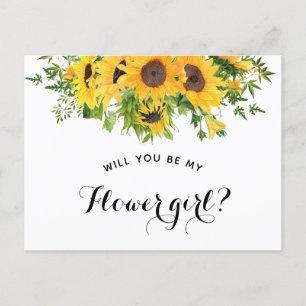 Postal De Anuncios Propuesta de Dama de Honor con Girasoles