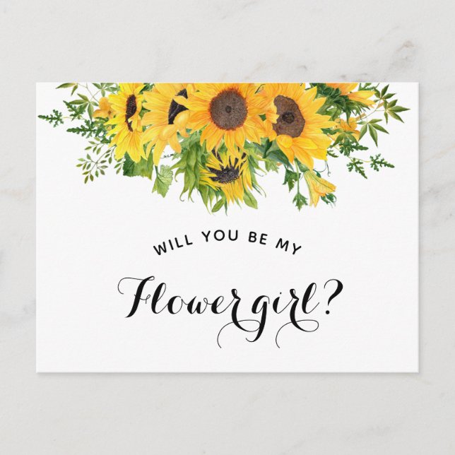 Postal De Anuncios Propuesta de Dama de Honor con Girasoles (Anverso)