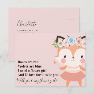 Postal De Anuncios Propuesta de niña de las flores para boda de zorro