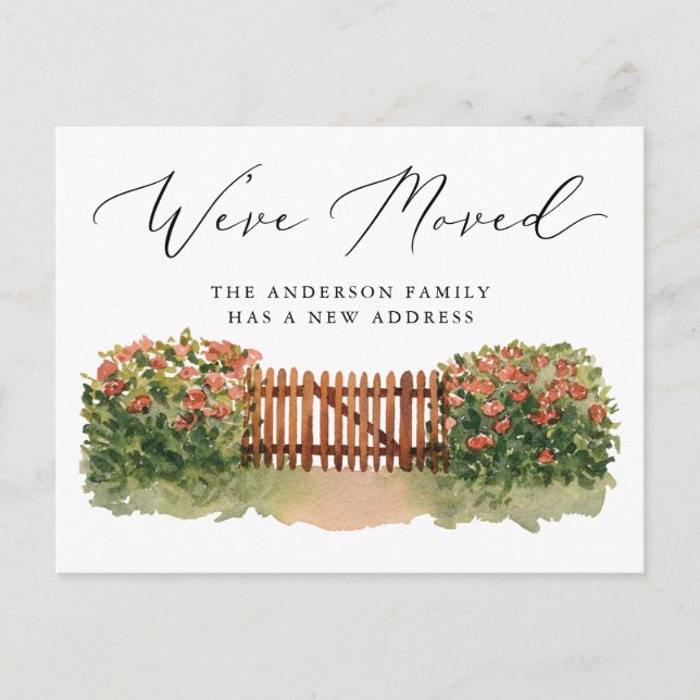 Postal De Anuncios Puerta de jardín floral en movimiento (Anverso)