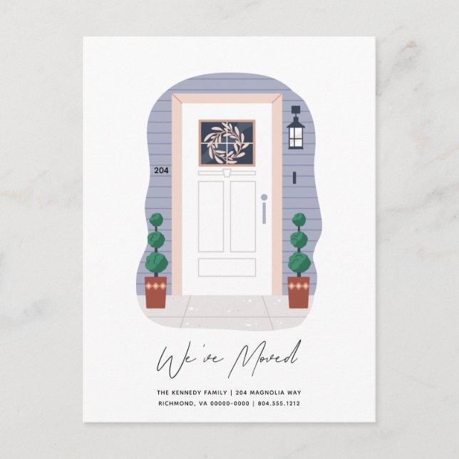 Postal De Anuncios Puerta delantera con número de casa y movimiento d (Anverso)