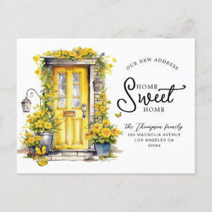 Postal De Anuncios Puerta floral amarilla chic Hogar dulce hogar Muda
