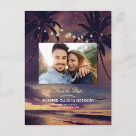 Postal De Anuncios Puesta de sol en la playa palmeras luces foto guar