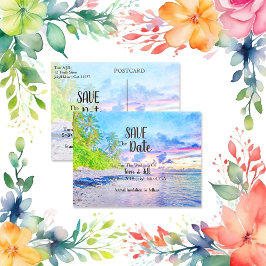 Postal De Anuncios Puesta de sol en Palm Beach acuarela para guardar 