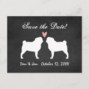 Postal De Anuncios Pug Guardar Fecha de Boda