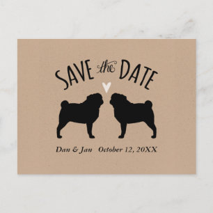 Postal De Anuncios Pug Silhouettes Wedding Save the Date